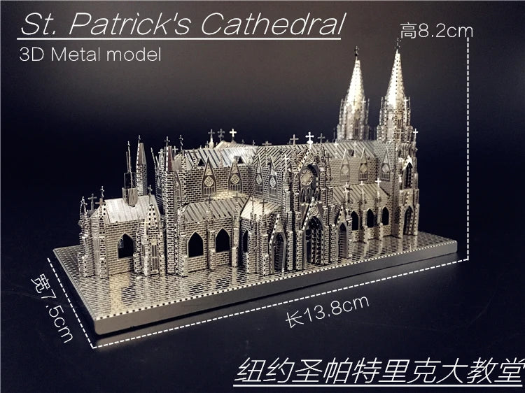 IRON STAR 3D Puzzle Metal St. Patrick's Cathedral Assembly Model Kits DIY 3D Laser Cut Jigsaw Puzzle Creative toys