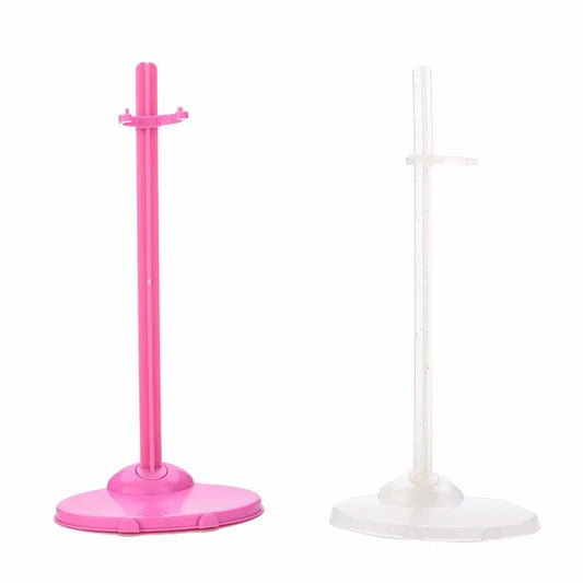 21.5cm 1/6 Dolls Stand Display Holder Para sa Plastic Transparent Pink Hangers Stand Doll Dress Damit Accessories 2 Kulay