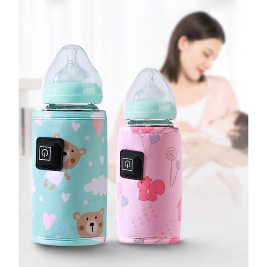 Portable USB Baby Bottle Warmer Travel Milk Warmer Baby Feeding Bottle Heated Cover Insulation Thermostat Heater Dropshipping