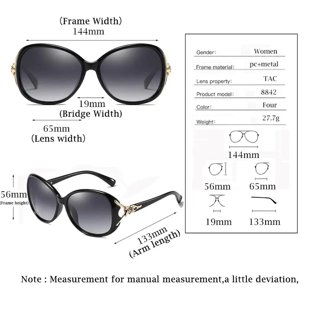YUNSIYIXING Polarized Women's Sunglasses Fashion Brand Butterfly Sun Glasses UV400 Mirror Anti-Glare Eyewear Accessories 8842