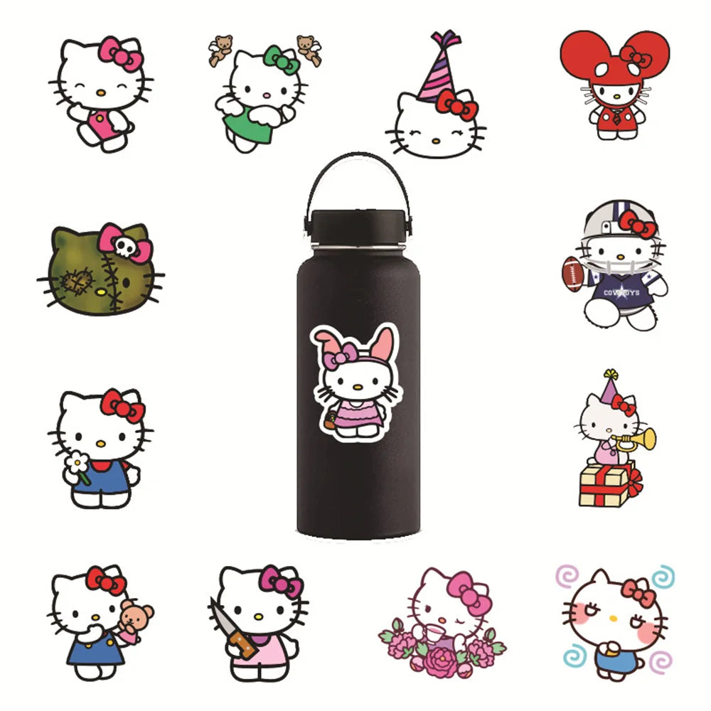10/30/50PCS Hello Kitty Cute Anime Stickers Graffiti Decals DIY Phone Fridge Laptop Sticker Decoration Classic Toys