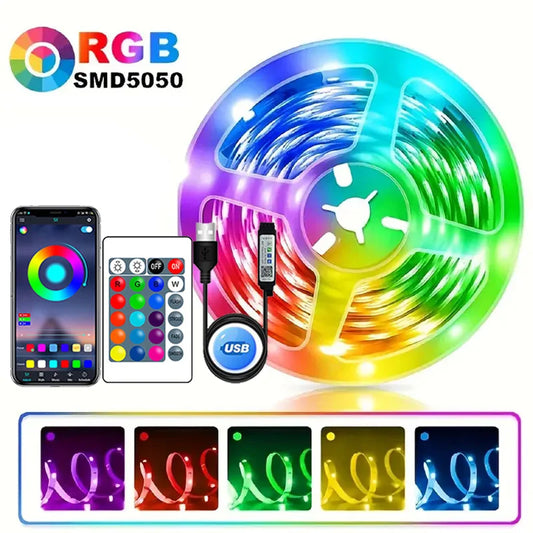 RGB LED Strip Lights Music Sync Color Changing Remote App Control Flexible USB LED Strip for TV Backlight Festive Party Room Dec