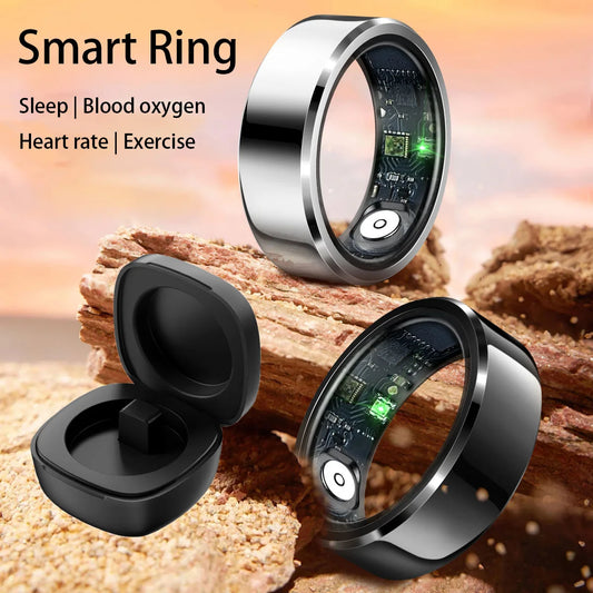Smart Ring Health Fitness Sports Tracker Heart Rate Blood Pressure Oxygen Sleep Monitor IP68 Waterproof Men Women Smart Ring