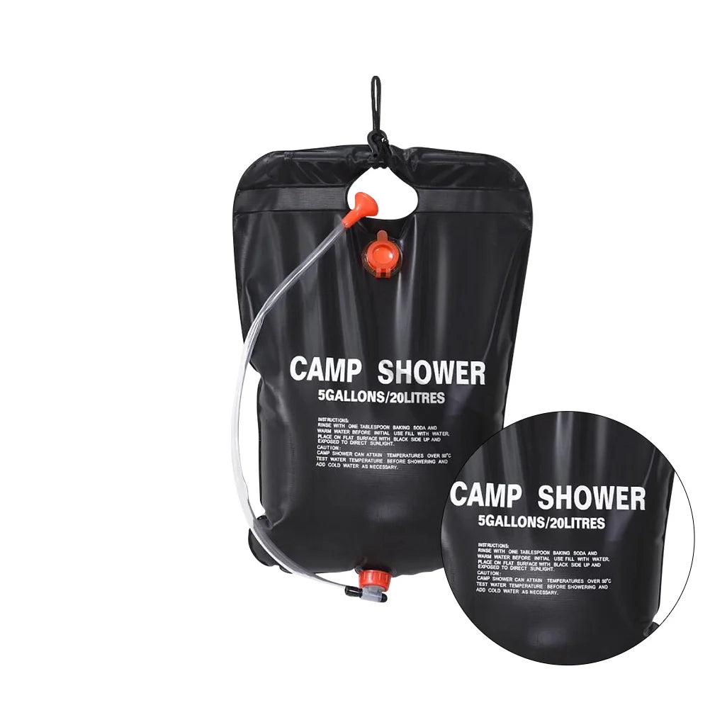 2 Pcs Camping Gear Outdoor Shower Bag Hiking Heating Hot Water Portable Black Travel