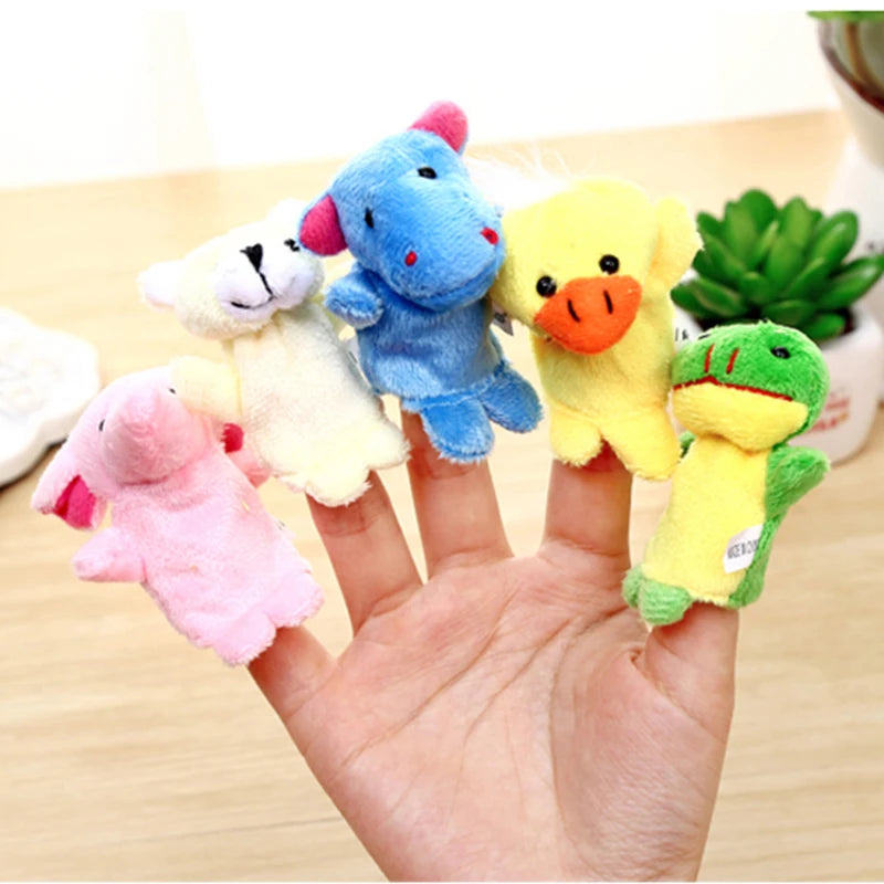 16Pcs Cute Cartoon Biological Animal Family Finger Puppet Plush Toys Child Baby Favor Dolls Boys Girls Finger Puppets GYH