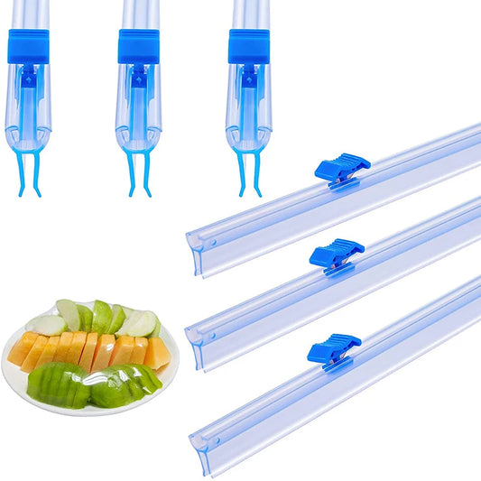 Reusable Food Wrap Cutter, Cling Film Cutter, Plastic Wrap Dispenser with Slide Cutter Smoothly Cutting Home Kitchen Tool