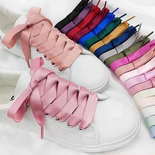 Silk Shoe laces Satin Ribbon Flat Shoelaces Women Sneakers Shoe Boots laces para sa sapatos Haba 80CM 100CM 120CM 150CM