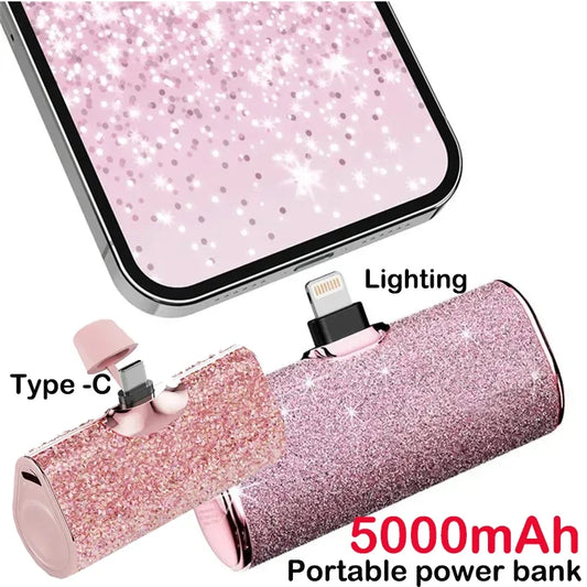 Power Bank Shiny Diamond Fashion High Quality 5000mAh Portable Charger Mobile Power Bank Power Banks Fast Charging