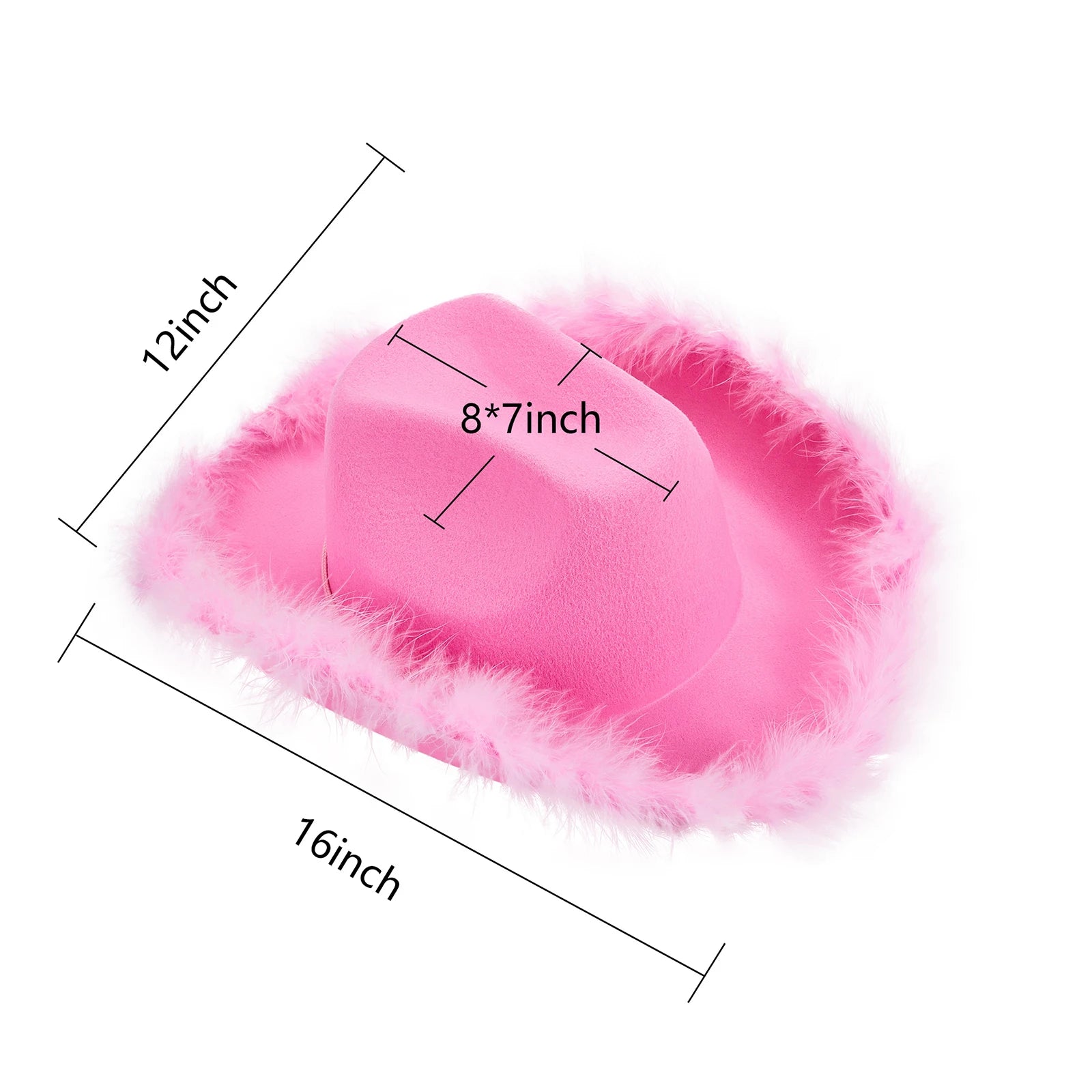 Women's Cowboy Hat, Adult Solid Color Furry Trim Wide Brim Hat Female Cap for Dating Party