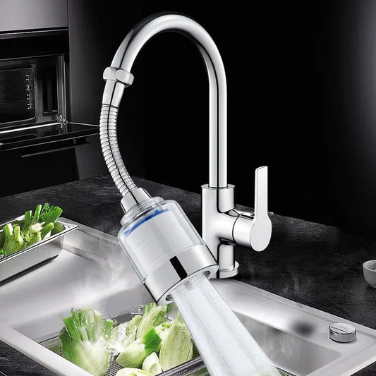 360° Universal Faucet Filter - Removable, High-Efficiency, Replaceable Cartridge - Kitchen & Bathroom Water Purifier