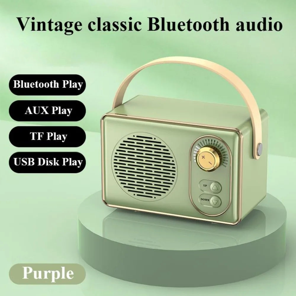 Retro Bluetooth Portable Speaker With FM Radio Small Wireless Stereo,Loud Volume TF Card Slot and MP3 Player for iPhone Android
