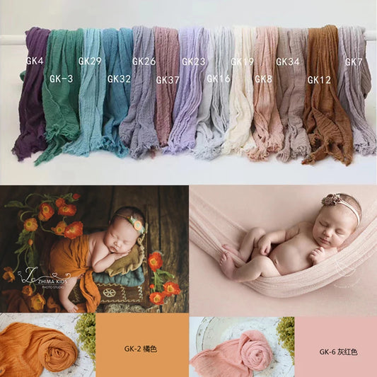 Colorful Seersucker Wrap Newborn Cotton Gauze Baby Swaddle Blanket Soft Infant Photography Props Studio Baskets Photo Props