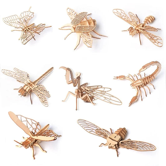Baby Toy 3D Wooden Puzzle Insect Animal Handmade Educational Assembly Laruang Regalo para sa mga Bata Mga Dekorasyon sa Bahay