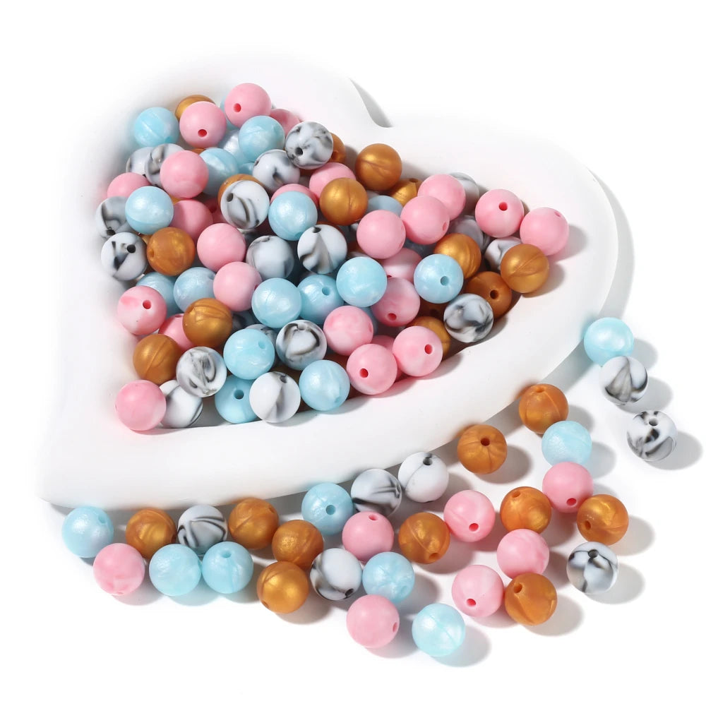50Pc 12mm 19Color Silicone Round Bead Food Grade Teether Chew Bead Para sa Handmade Baby Pacifier Chain DIY Alahas Paggawa ng Accessory