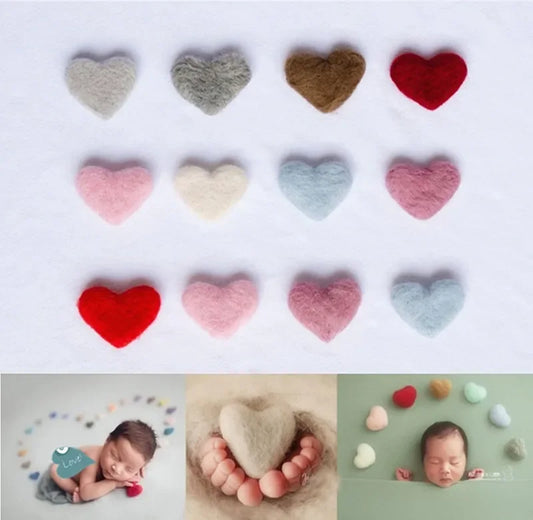 Newborn Photography Props Heart Wool  DIY  Photography Props Accessories  Photography Baby Studio Felt Love Heart  5pcs/set