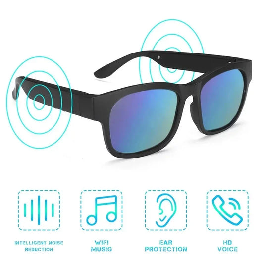 Smart Glasses Bluetooth Waterproof Sunglasses, Open Ear Audio Sunglasses Speaker for Outdoor Sports Compatiable (Multi-color)