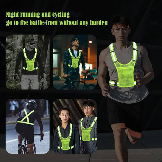 Reflective Vest with Pocket High Visible Reflective Safety Sports Gear for Men Women Adjustable Straps for Outdoor Exercise U7P2