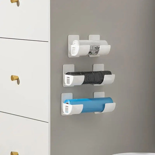 4/2pcs Kitchen Bath Wall Mount Plastic Poly Trash Waste Bag Roll Holder Dispenser Freshness Film Roll Storage Rack for Closet