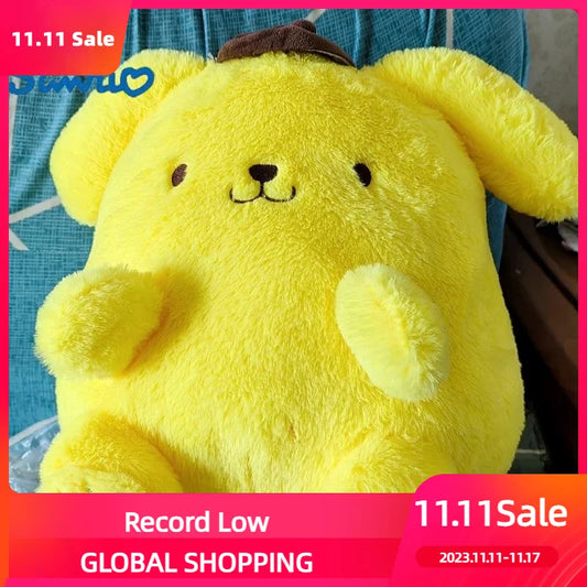 ألعاب محشوة من Sanrio Kawaii Pompom Purin دمى محشوة على شكل أنمي دمى محشوة ناعمة على شكل زلابية أريكة سرير وسادة لعبة أطفال هدية زينة
