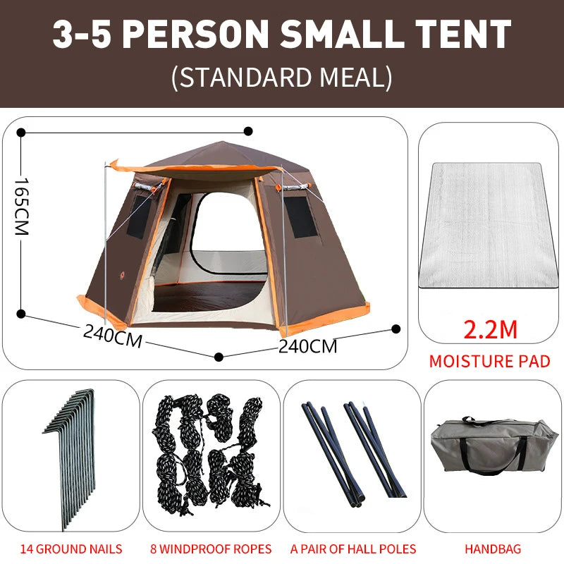 Waterproof Pop Up tent camping 4-8 tao family Room Cabin Tent Instant Setup na may Sun Shade Automatic Aluminum Pole
