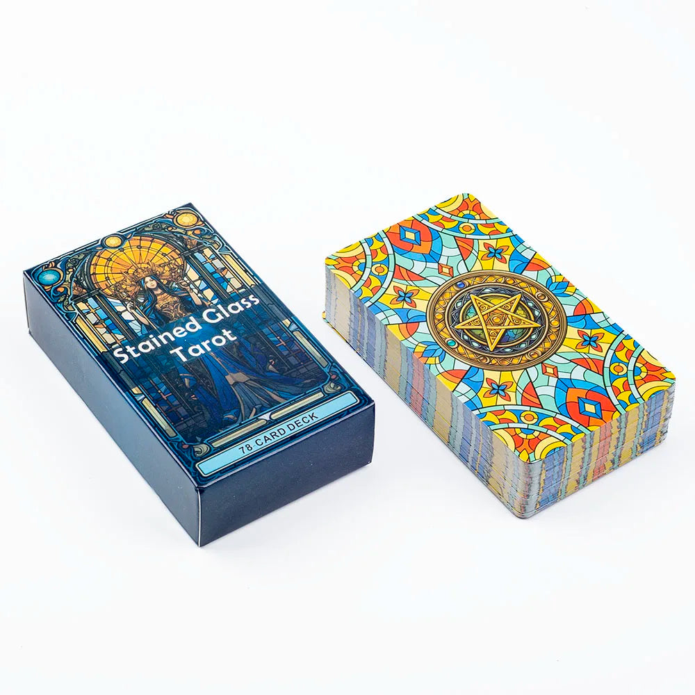 Stained Glass Tarot Isang 78-Card Deck Leisure Entertainment Game Card Family Gathering Divination Board Paglalaro ng Mga Laro 10.3*6Cm