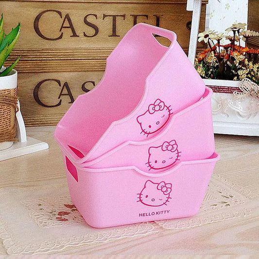 صندوق تخزين مستطيل لسطح المكتب من Sanrio Hello Kitty، سلة تخزين مستحضرات التجميل، صندوق أدوية أنمي، صندوق مجوهرات لطيف للفتيات من الرسوم المتحركة، هدايا