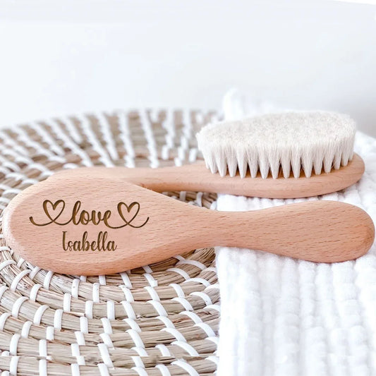 Personalized Baby Hairbrushes Custom na Pangalan Wooden Newborn Hair Brush Infant Comb Brush Kapanganakan/Pagbibinyag/Birthday Baby Shower Gifts