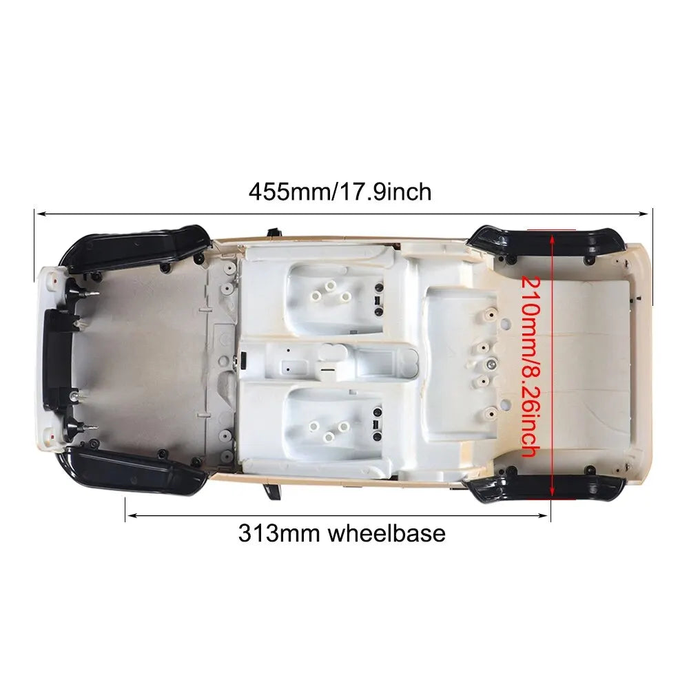 Unassembled 313mm Wheelbase Body Car Shell for 1/10 RC Crawler Axial SCX10 90046 90047 Jeep Wrangler Parts