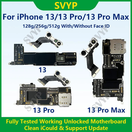 Fully Tested Authentic Motherboard For iPhone 13 Pro Max 128g/256g Unlocked Mainboard With Face ID Cleaned iCloud Fast Shipping