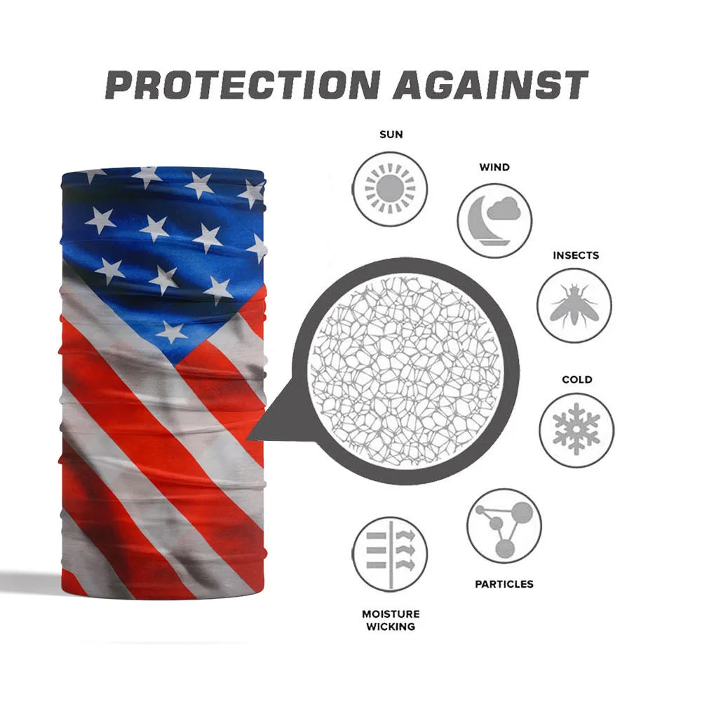 USA Flag Pattern Sun Protective Scarf Multipurpose Hiking Headband Fishing Cycling Face Shield American Riding Skiing Bandana