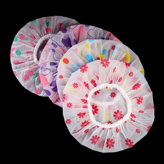 4pcs Waterproof Shower Cap WOMEN'S Household Bathing Anti-oil Smoke Hair Care Shower Cap Dry Hair Cap