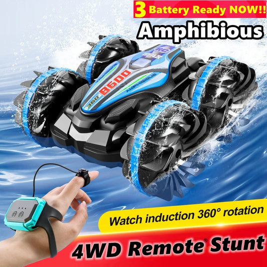 4WD Amphibious Remote Control RC Car Boat Waterproof RC Monster Truck Stunt Vehicle All Terrain Water Beach Pool Toy Kids Gifts