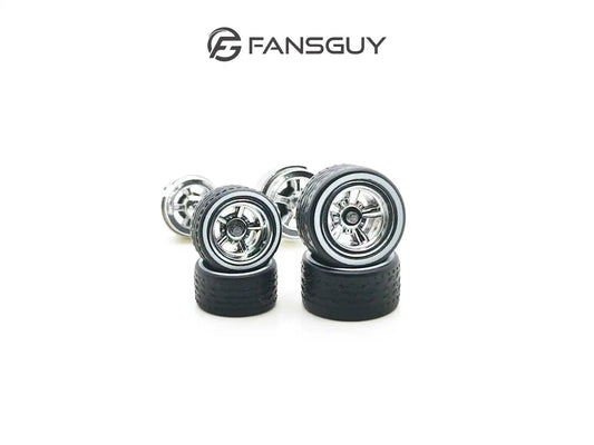 FANSGUY 1Set 10.8mm+12.8mm 1/64 Alloy Car Staggered Harapan Maliit Rear Malaking Gulong RWBSC Serye para sa Hot Wheel