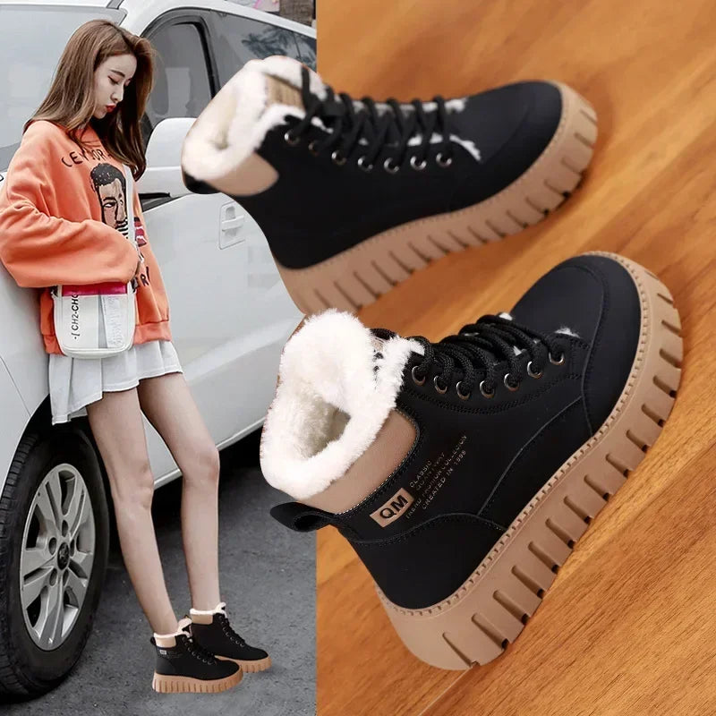 Winter New High-top Short Plush Women's Ankle Boots Makapal ang sod Casual Warm Womens Snow Boots Fashionable Waterproof Ankle Boots