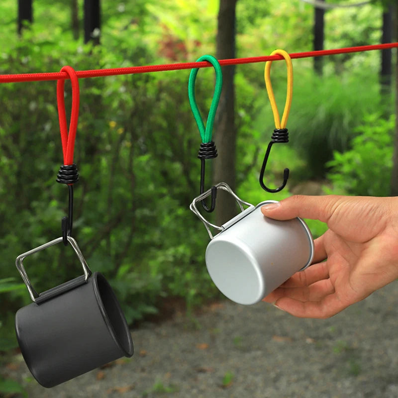 1PC Tent Elastic Rope Cord Hook Versatile Outdoor Camping Canopy Tarp Tent Fixing Cord String Carabiner Hooks Accessories