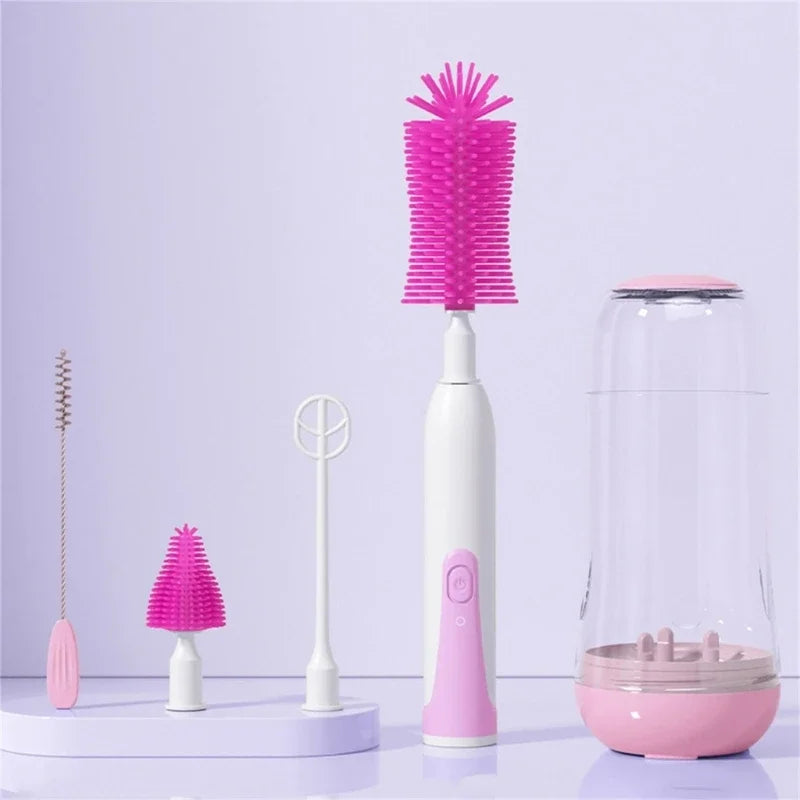 Travel Electric Baby Bottle Brushes Set with Waterproof Electric Bottle Cleaner Silicone Nipple Brush Bottle Brush