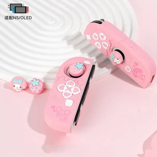 Sanrio Kuromi Cinnamoroll Pochacco Cute Anime Figure Switch Ns/oled Handle Protective Case Anti-fall Digital Accessories Gift