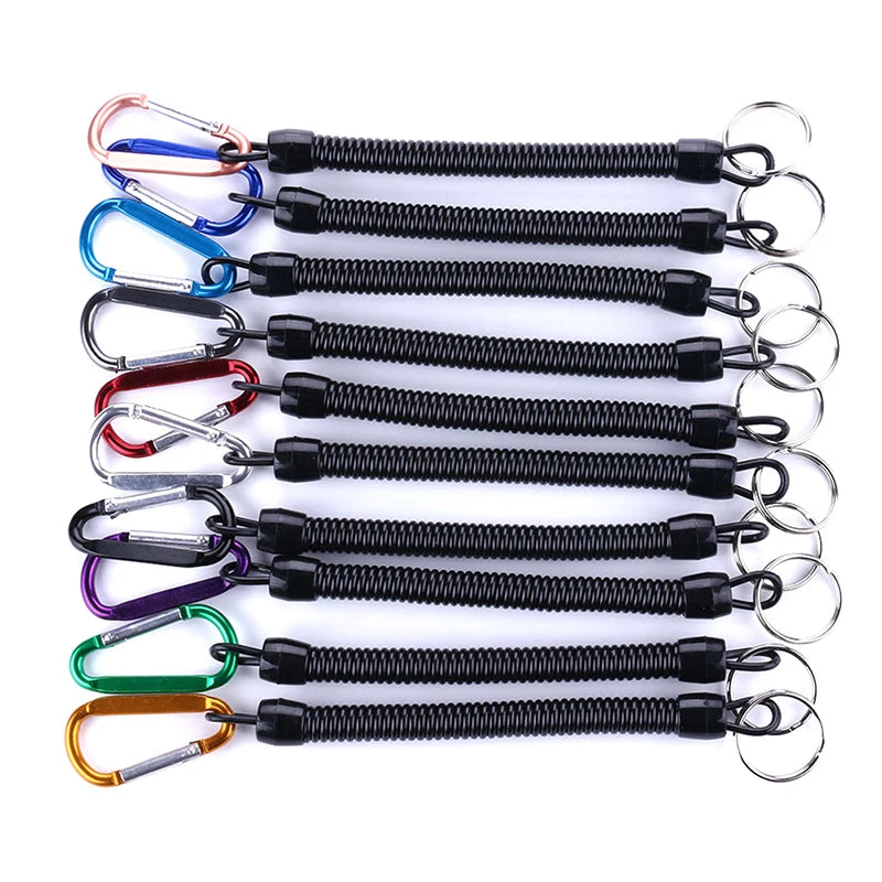 1PC Tactical Retractable Spring Elastic Rope Security Gear Tool Hiking Camping Anti-lost Phone Keychain Fishing Lanyards Outdoor