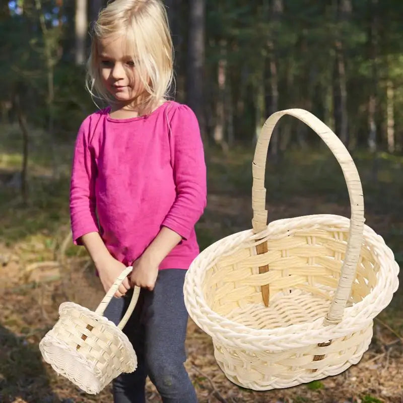 Wicker Flower Basket Vine woven countryside style hand-held basket flower girls Hand Held Wedding Basket Candy Storage Hamper