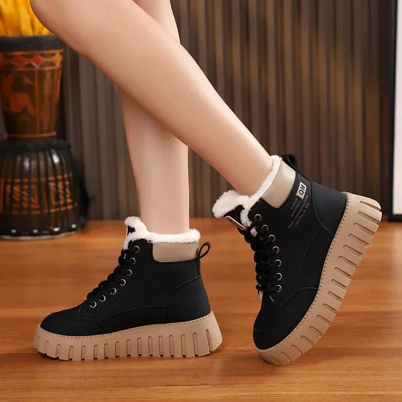 Winter New High-top Short Plush Women's Ankle Boots Makapal ang sod Casual Warm Womens Snow Boots Fashionable Waterproof Ankle Boots