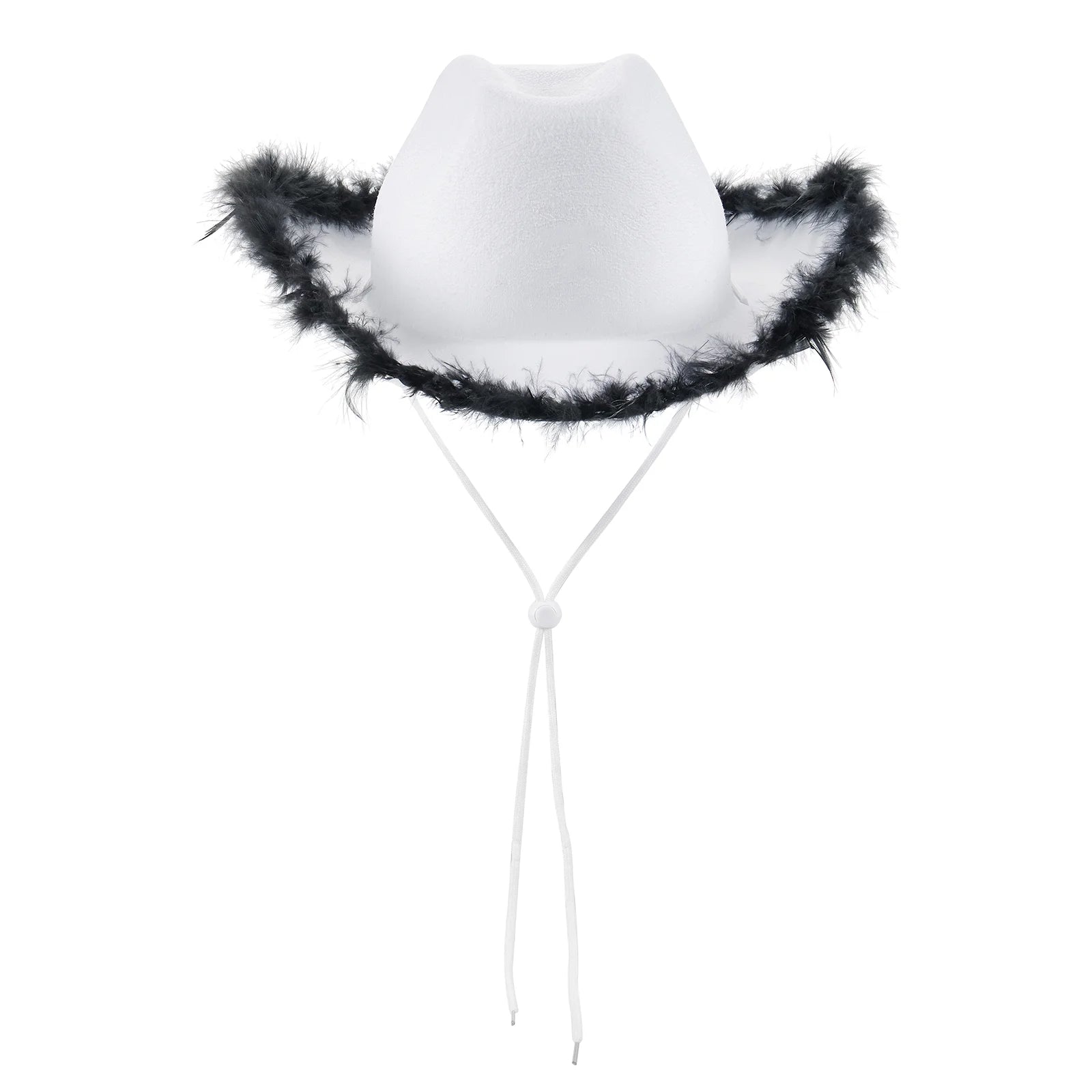 Women's Cowboy Hat, Adult Solid Color Furry Trim Wide Brim Hat Female Cap for Dating Party