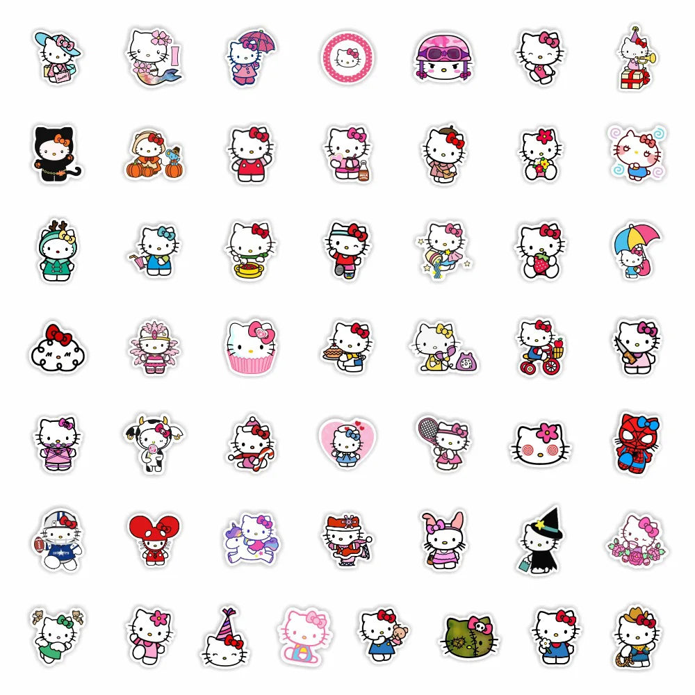 10/30/50PCS Hello Kitty Cute Anime Stickers Graffiti Decals DIY Phone Fridge Laptop Sticker Decoration Classic Toys