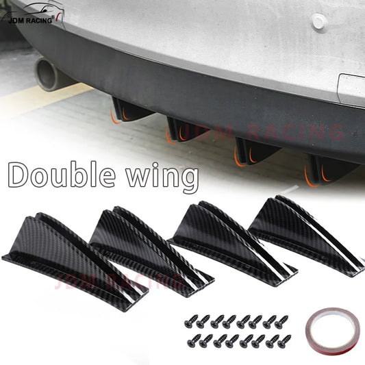 New 4Pcs Universal Car Rear Bumper Lip Splitter Spoiler Anti-collision Body Bumper Astern protection for Curved Mounting Surface
