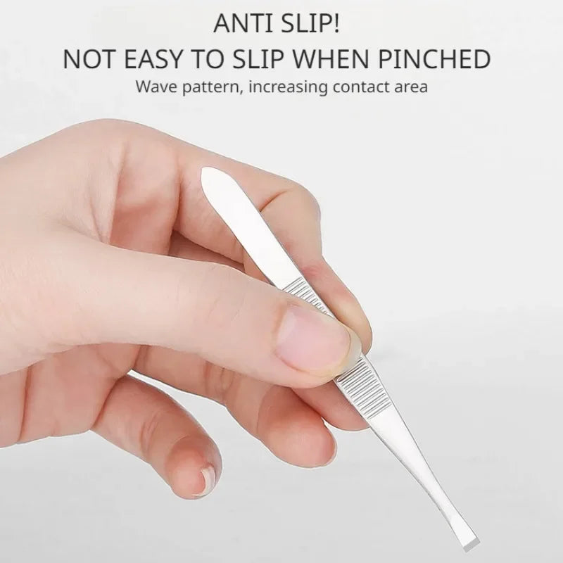 Stainless Steel Convenient Small Tool Eyebrow Pliers Eyebrow Tweezers Professional Eyebrow Hair Removal Tweezer Flat Tip Tools