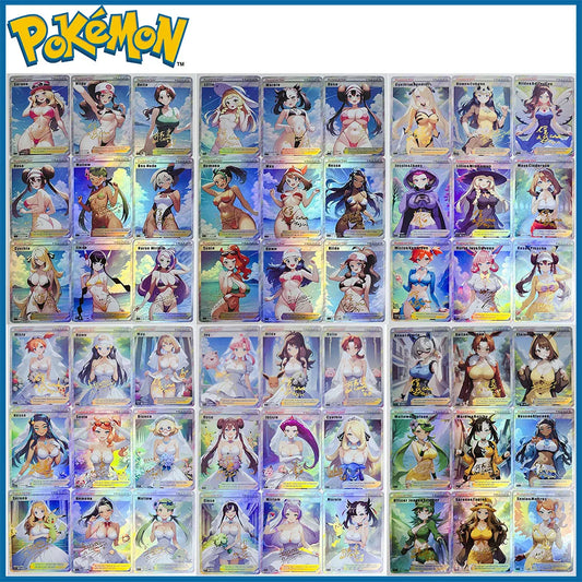 9PC/Set Anime Pokemon DIY ACG Hilda Iono Rosa Kris Lillie Lusamine Premium Flash Card Collectible Card Christmas Birthday Gift