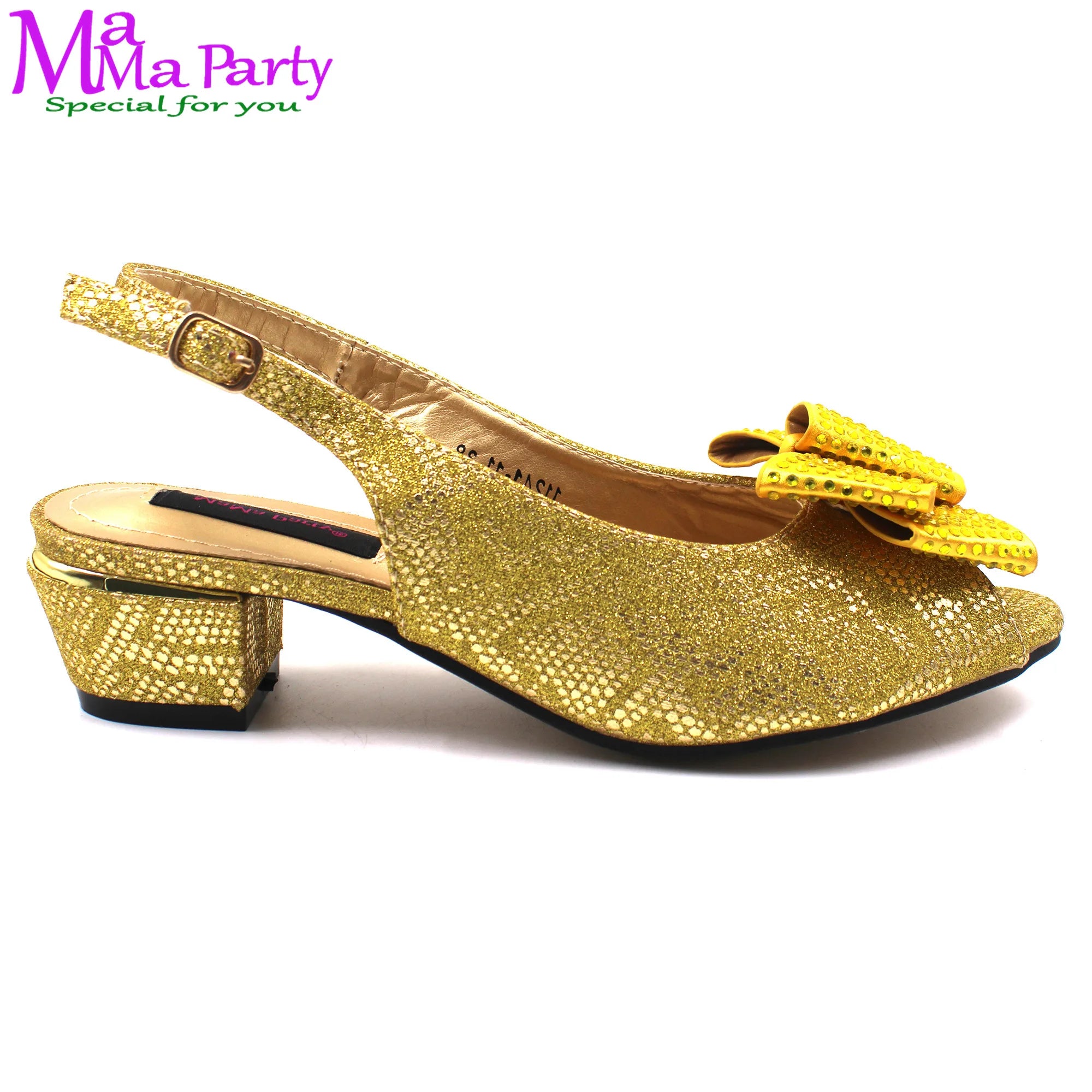 2024 Neutral na Estilo ng Italyano na Babaeng Disenyo ng Mga Sapatos na Katugma ng Bag sa Kulay na Ginto Mataas ang Kalidad na Mature na Sandals para sa Damit-Kasal