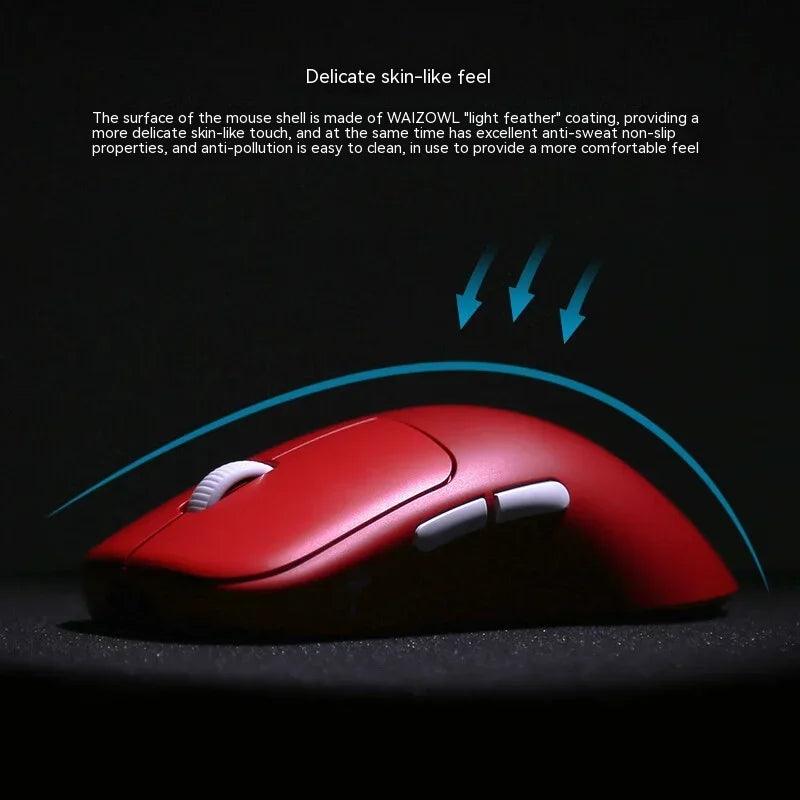 Waizowl Ogm Cloud Mosue Tri Mode Wireless Bluetooth Lightweight Ergonomics Paw3395 Mouse E-Sports Accessory Para sa Regalo sa Computer Pc