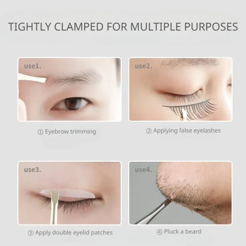 Stainless Steel Convenient Small Tool Eyebrow Pliers Eyebrow Tweezers Professional Eyebrow Hair Removal Tweezer Flat Tip Tools