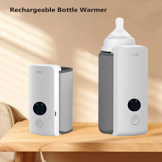 Rechargeable Bottle Warmer 6 Antas ng Pagsasaayos ng Temperatura Display ng Breast Milk Feeding Accessories Portable Baby Bottle Heater