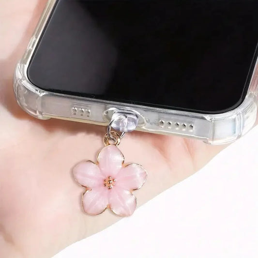 1pcs Simple Flowers Phone Dust plug Accessories Decoration Hanging Pendant for iPhone for Samsung Type-C Charging Port
